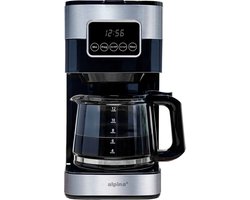 alpina Koffiezetapparaat - Filterkoffie - 1.5L/ 12 Kopjes - Digitaal Display, Timer en Warmhoudplaat - Zwart