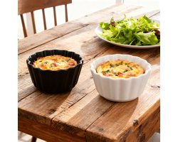 alpina Mini Ovenschaaltjes Keramiek – 2 Stuks – Tapas Schaaltjes – 10 x 10 cm – Zwart/ Wit