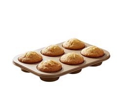 Alpina Muffinvorm 26,5x18x3cm - Bakvorm voor 6 Muffins - Antiaanbaklaag voor Moeiteloos Loslaten - Ovenbestendig - Gemaakt van Metaal - Makkelijk Schoon te Maken - Duurzaam in Gebruik - Kleur Goud