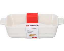 Alpina Ovenschaal - rechthoekig - keramiek - wit - 25 x 15 x 5 cm - 1 liter