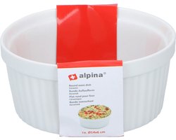 Alpina Ovenschaaltje - wit - rond - D14 cm - 1-persoons - Ovenschalen/braadslede - Ovenschotel schalen - Bakvorm