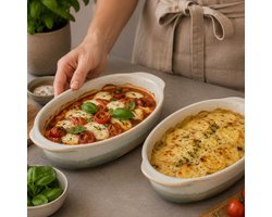 alpina Ovenschalen - 2-delige Ovenschaal Set – 21x12x4,5cm - Ovenbestendig