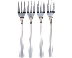 Alpina RVS taartvorkjes/gebakvorkjes - set van 12x - zilver - 15 cm - RVS