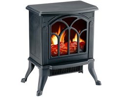 alpina Sfeerhaard Elektrisch - Elektrische Sfeerhaard met Instelbare Thermostaat - Haard met Realistisch Vlambeeld - Openhaard met Oververhittingsbeveiliging - 1500W - Zwart - 39x25x54cm