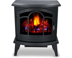 alpina Sfeerhaard Elektrisch Vicenza - Electrische Haard met Verwarming, Afstandsbediening en Timer - Kachel Elektrisch met LED Vlammen - 2000W Vrijstaand - Zwart