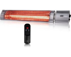 alpina Terrasverwarmer Infrarood Verwarming - Heater 2000W met Afstandsbediening - Hangend Model Plafond- of Wandmontage - Terrasheater IP55 Gecertificeerd - 2 Verwarmingsstanden - 67,5 x 10,5 x 7 cm