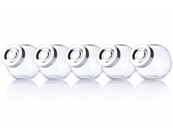 alpina Voorraadpot Set van 5 Stuks - Ø8xh6cm 200ml Inhoud - Glazen Pot met Draaideksel - Compact voor Kruiden, Snacks en Specerijen - Keukenopslag - Transparant