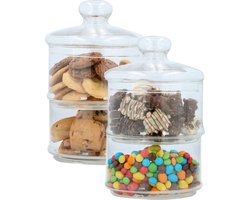 Alpina Voorraadpot/bonbonniere - 2x - glas - 2 laags - 16 x 28 cm - opbergpot/snoeppot