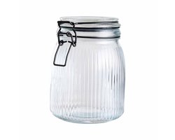 Alpina Voorraad/weck pot - transparant - geribbeld glas - 17 x 13 cm - 1,4 L