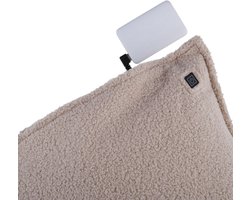 alpina Warmtekussen Draadloos 40x40 cm – Elektrisch Warmte Kussen met Oplaadbare Powerbank – Verwarmd Buitenkussen 3 Warmtestanden – Loungekussen Binnen en Buiten – Beige Teddy