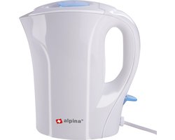 Alpina Waterkoker - 1 Liter - 800-1000 Watt - Vast Snoer - Droogkook- en Oververhittingbeveiliging - Wit