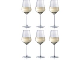 alpina Wijnglazen Witte Wijn - 6 Stuks Witte Wijnglazen - Wijnglas 37cl - Wijnglazen Set - Glazenset voor Diner - Wijn Glazen - Helder Glas