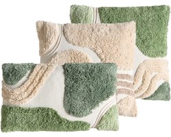 ALSTONIA - Sierkussen set van 3 - Groen/Beige - Katoen