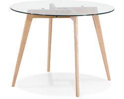 Alterego Kleine, ronde 'ANGELA' eettafel van doorzichtig glas - Ø 100 cm