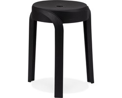 Alterego Pompa - Lage Stapelbare Kruk - Zwart Plastic - 35x35.5x45cm