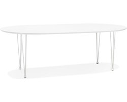 Alterego Ronde uitschuifbare witte eet-/vergadertafel 'CHAMONIX' - 120(220)x120 cm