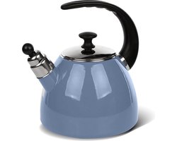 Altom Design Balbina exclusieve fluitketel emaille blauw / paars 2.5 Liter - geschikt voor alle warmtebronnen ook inductie - Retro Limited edition