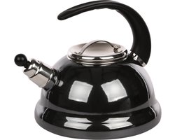 Altom Design Izydor hangemaakte fluitketel emaille grafiet zilver 2.5 Liter - barrel shape - exclusief design - retro - geschikt voor alle warmtebronnen - unieke kleur