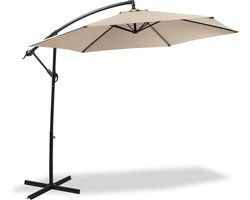 Aluminium Achthoekige Parasol met Kantelfunctie en Stalen Voet - Ideaal voor Tuin en Terras
