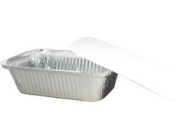 Aluminium bak 911cc opstaande rand met Deksel 20×13,6×5,6cm. (kapsalon) per 100 stuks - Wegwerp - Alu bakje