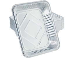 Aluminium bakje - Aluminiumfolie bakjes - Aluminiumfolie Schaal – Wegwerp – Voor Barbecue, Afhaal, Brood bakken – Met deksel optioneel – Lekvrij – 2200 ml – 10 stuk