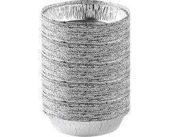 Aluminium Bakjes - Airfryer Bakjes Rond - Ovenschalen - Aluminium Schalen - Wegwerpbakjes - BBQ Bakjes - Grill Accessoires - Universele Bakvormen - Hittebestendig - Voedselcontainers - Catering Schalen - Bakken en Braden - Handig - Zilver - 50 Stuks