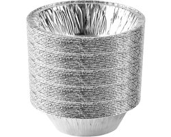 Aluminium Bakjes - Airfryer Bakjes Rond - Ovenschalen - BBQ Druipbakjes - Wegwerpbakjes - Aluminium Schalen - Grill Accessoires - Kleine Bakvormen - Voedselcontainers - Hittebestendig - Vetopvangbakjes - Catering Schalen - Stevig - Zilver - 50 Stuks