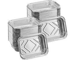 aluminium bakjes bbq - set van 100 - 18,5 x 13 cm - lekbakjes - zilver