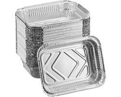 aluminium bakjes bbq - set van 50 - 18,5 x 13 cm - lekbakjes - zilver