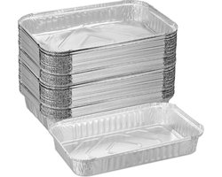 aluminium bakjes bbq - set van 50 - 31 x 21 cm - lekbakjes - zilver