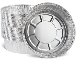 Aluminium Bakjes - Grote Ovenschalen - Airfryer Bakjes XXL - Aluminium Schalen - Wegwerpbakjes - BBQ Druipbakjes - Grill Accessoires - Ronde Bakvormen - Hittebestendig - Catering Schalen - Voedselcontainers - Serveerschalen - Zilver - 50 Stuks