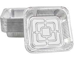 Aluminium Bakjes - Vierkante Ovenschalen - Airfryer Bakjes - Aluminium Schalen - Wegwerpbakjes - BBQ Bakjes - Grill Accessoires - Lasagne Schalen - Kleine Bakvormen - Hittebestendig - Voedselcontainers - Catering - Vetvrij - Stevig - Zilver - 50 Stuk