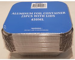 Aluminium bakken met karton deksel 25 stuks 450 ML
