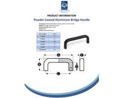 Aluminium bruggreep - hartafstand 128 mm - M6-schroefdraad