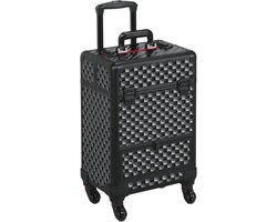 Aluminium Cosmeticakoffer en Trolley - Zwart 34 x 24 x 55 cm - Make-upkoffer en Beauty Case