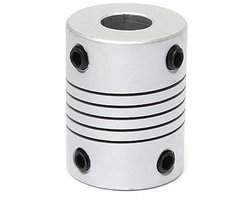 Aluminium Flexibele koppeling, 5 STKS D19L25 Flexibele askoppelingen voor Stepper Motor, Machine Platform, Connect Servo Motor 8mm x 8mm ZILVER