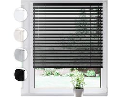 Aluminium jaloezie 30cm x 220cm Zwart - Klemmfix zonder boren voor optimale zonwering en privacy