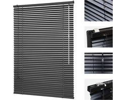 Aluminium Jaloezie - Raambekleding Gordijn - Privacy Creëren - Klemmfix Montage Zonder Boren - 85 x 160 cm - Zwart