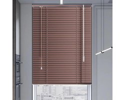 Aluminium Jaloezieën - Horizontale Gordijnen - Privacy en Zonwering - 25mm Lamellen - 95x180cm - Bruin