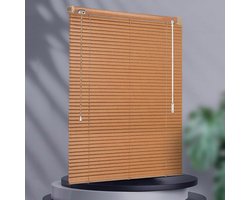 Aluminium Jaloezieën - Houten Look Gordijnen - Privacy en Zonwering - 25mm Lamellen - 130 x 160 cm - Bruin