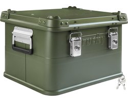 Aluminium kist met deksel, groene aluminium kist, 30 liter transportkist, metalen kist, aluminium opbergkist, afsluitbare metalen kist, Trucky