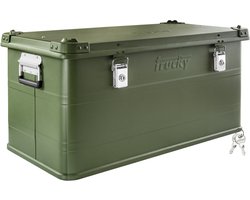 Aluminium kist met deksel, groene aluminium kist, 90 liter transportkist, metalen kist, aluminium opbergkist, afsluitbare metalen kist, Trucky