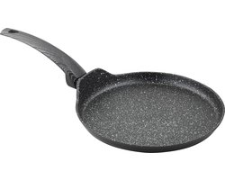 Aluminium Koekenpan 25 cm Diameter Inductiepan - Anti-aanbaklaag - Crepepan - Inductiekookplaat Gasfornuis Elektrische Kookplaat - Zwart Poffertjes pan