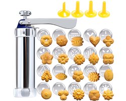 Aluminium Koekjespers Set met 20 Vormen & Spuitmonden, Koekjesspuit voor Sprits & Cupcake Decoratie