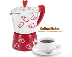 Aluminium Koffie Moka Pot - Italiaanse Stijl - Rood