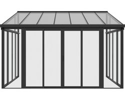 Aluminium Overkapping / Serre - Grijs - Incl. Zijwanden & Schuifdeur