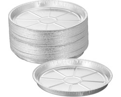 aluminium schaal - rond - set van 50 - 2,5 x 27,5 cm - bakvorm voor vlaai - voor bbq - zilver