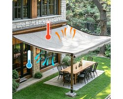 Aluminium Schaduwdoek 3 x 3 m - 80% Reflecterend - Zilver - Ademend Netdoek Met Oogjes - Zonwerend Doek voor Camper, Tent, Tuin, Auto en Kippenhok