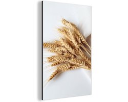 Aluminium schilderij 100x150 cm - Wanddecoratie metaal - Graan - Geel - Wit - Natuur - Stilleven - Metalen muurdecoratie woonkamer - Decoratie industrieel - Foto op dibond - Industriële accessoires slaapkamer