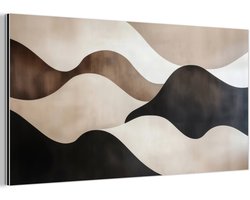 Aluminium schilderij 160x80 cm - Wanddecoratie metaal - Golven - Abstract - Beige - Metalen muurdecoratie woonkamer - Decoratie industrieel - Foto op dibond - Industriële accessoires slaapkamer